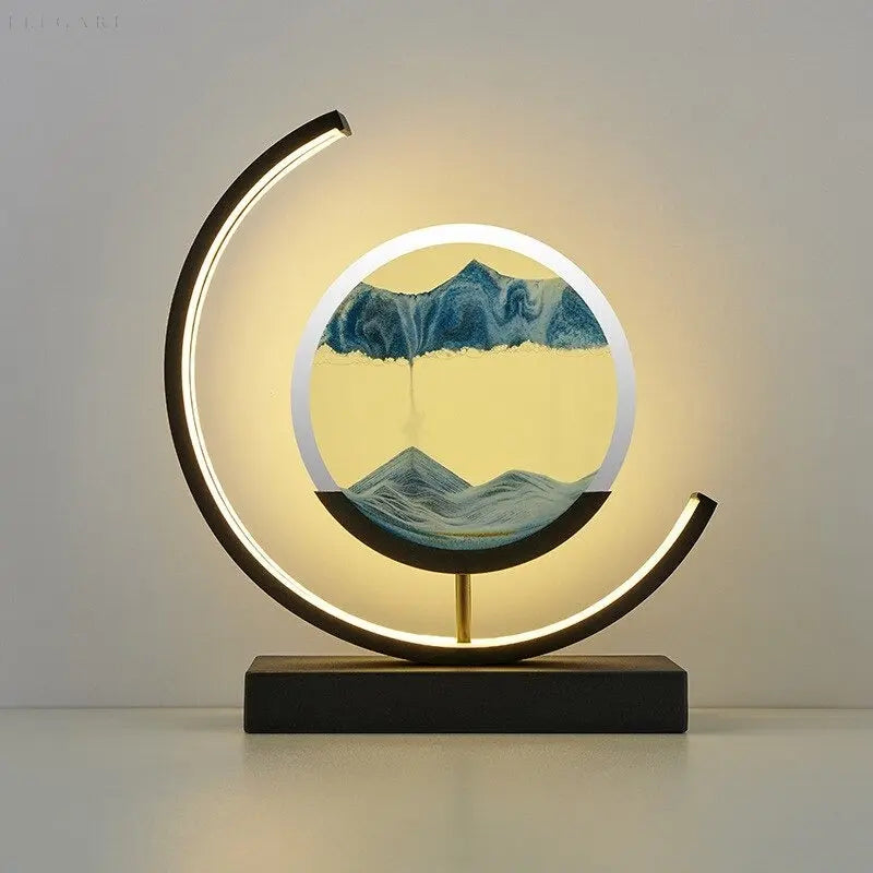 Calming Table Lamp with Colorful Sand Art Design