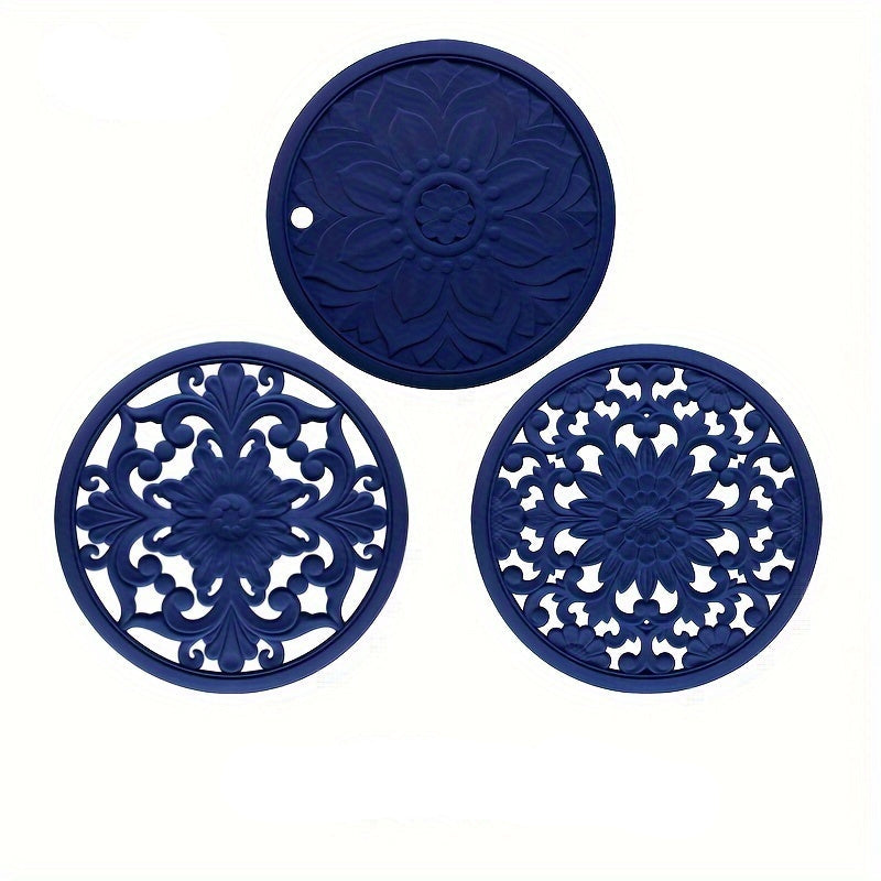 Heat Resistant Silicone Mats Set of 3 Non Slip 16cm