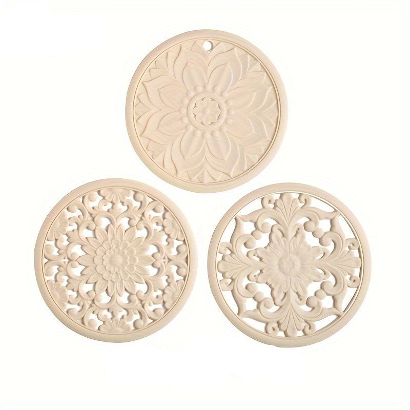 Heat Resistant Silicone Mats Set of 3 Non Slip 16cm