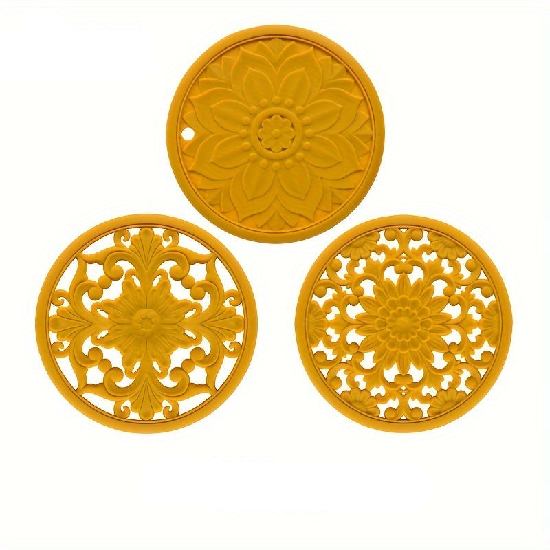 Heat Resistant Silicone Mats Set of 3 Non Slip 16cm