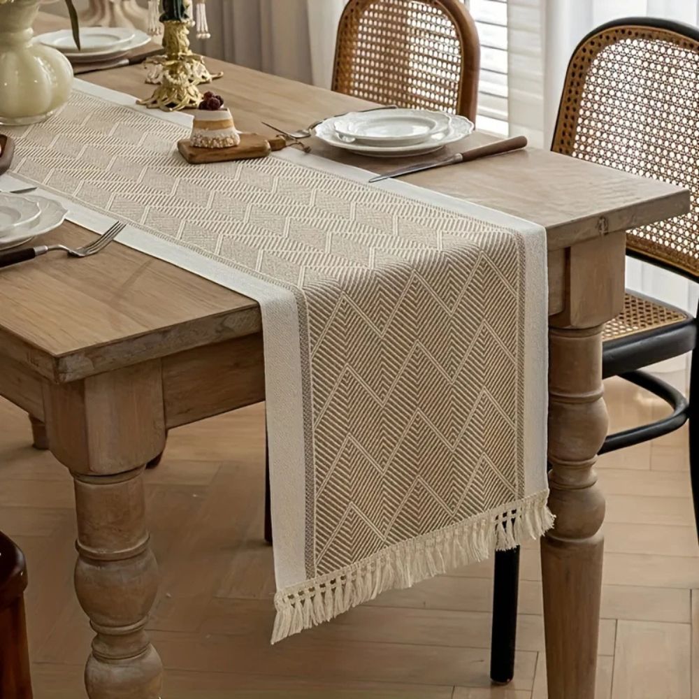Colorful Woven Geometric Table Runner
