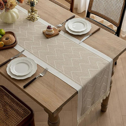 Colorful Woven Geometric Table Runner