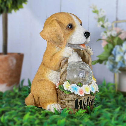 Outdoor Solar LED Dog Statue