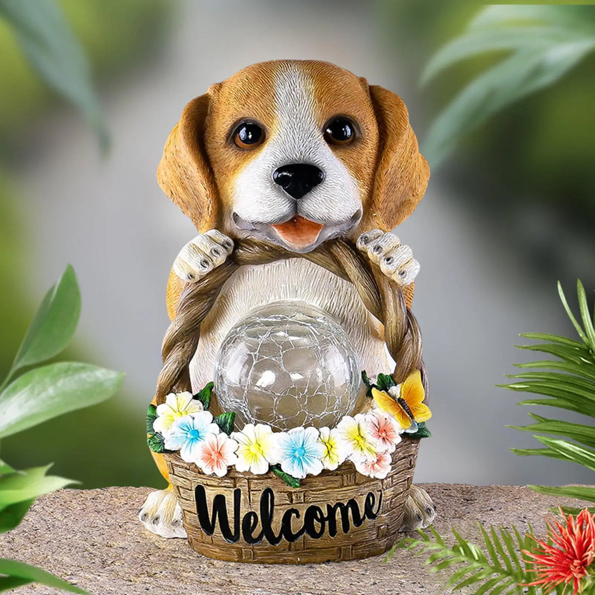 Outdoor Solar LED Dog Statue