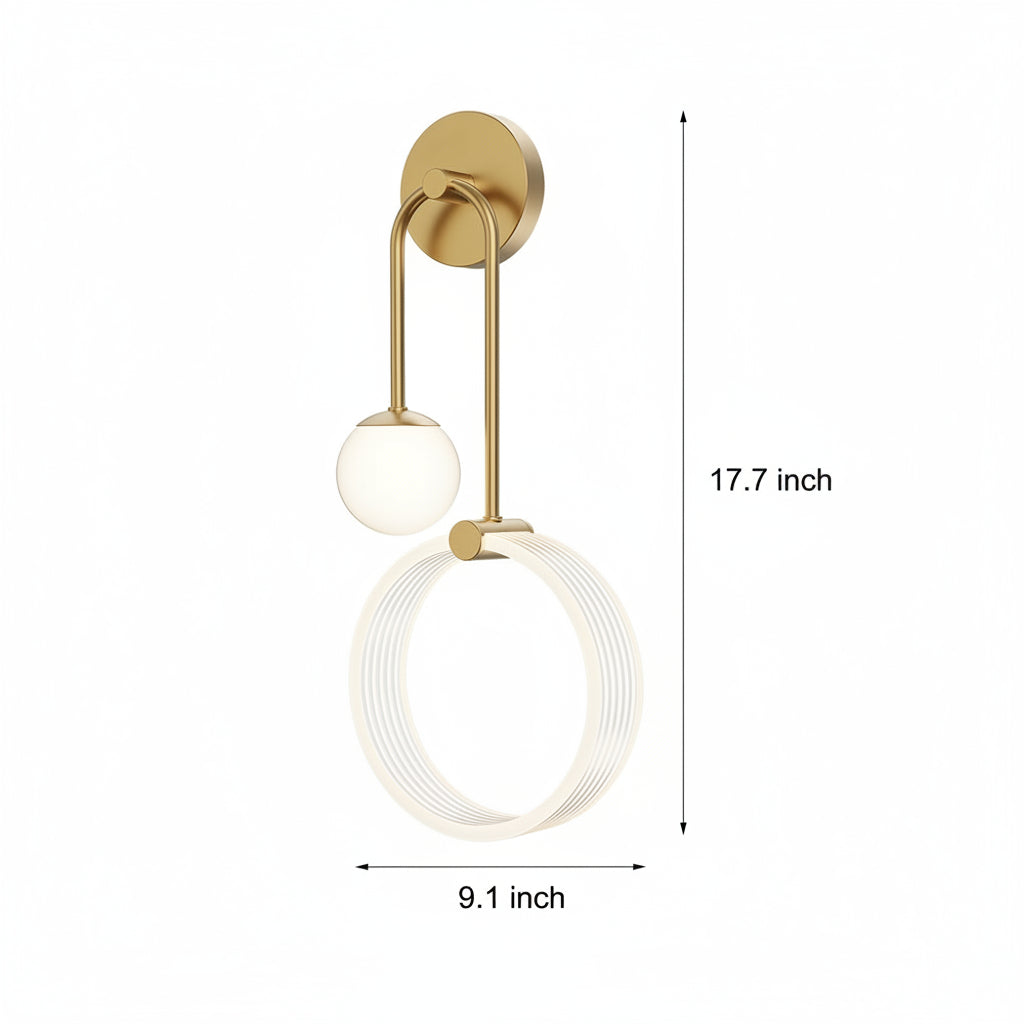 Contemporary 2-Light Gold Wall Lamp