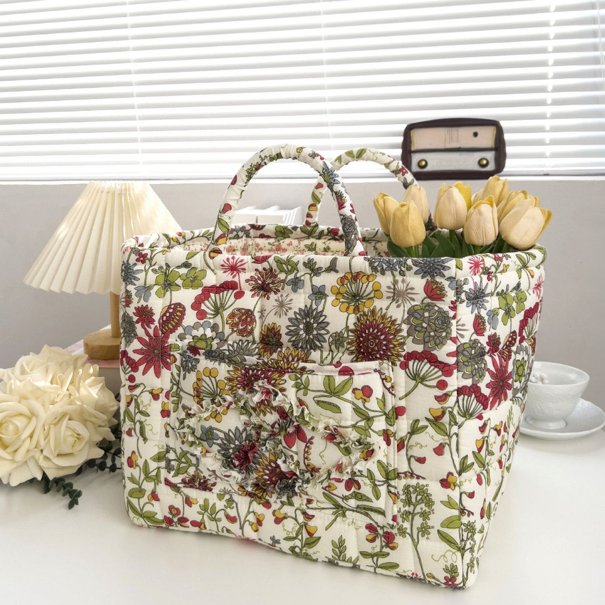 Rustic Woven Fabric Storage Basket