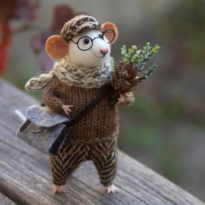 Felt Christmas Mouse Ornament Handmade Wool Decoration