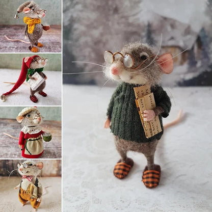 Felt Christmas Mouse Ornament Handmade Wool Decoration