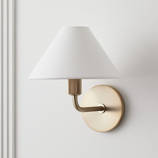 Modern Brass Linen Wall Light Fixture