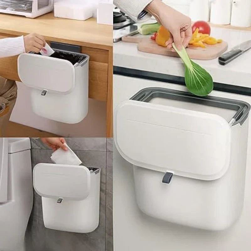 Space-Saving Kitchen Trash Can - Rotating Lid