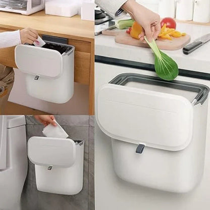 Space-Saving Kitchen Trash Can - Rotating Lid