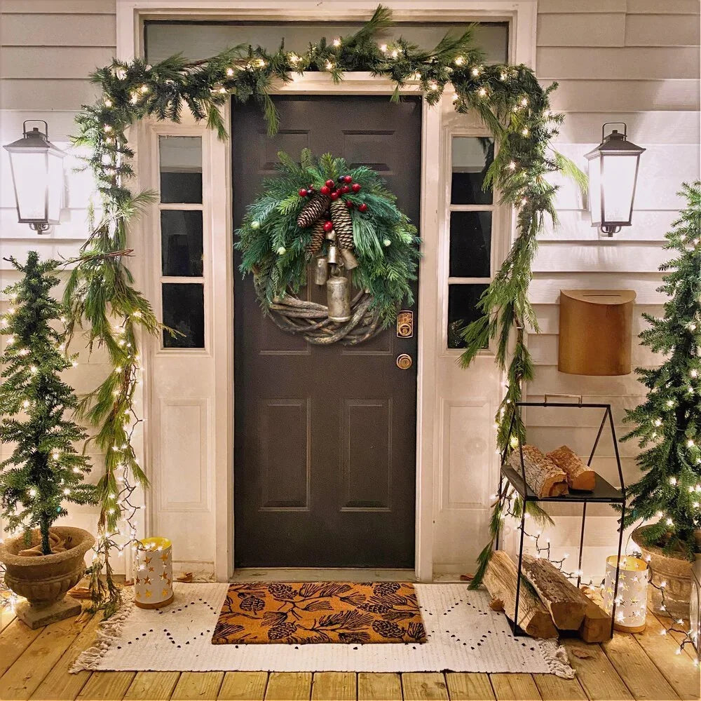 Rustic Christmas Wreath with Pinecones and Bells