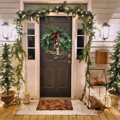 Rustic Christmas Wreath with Pinecones and Bells