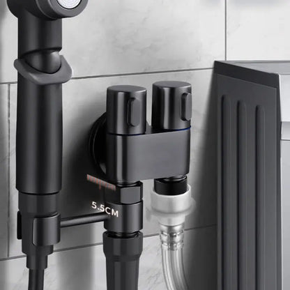 Premium Brass Double Valve in Matte Black Finish