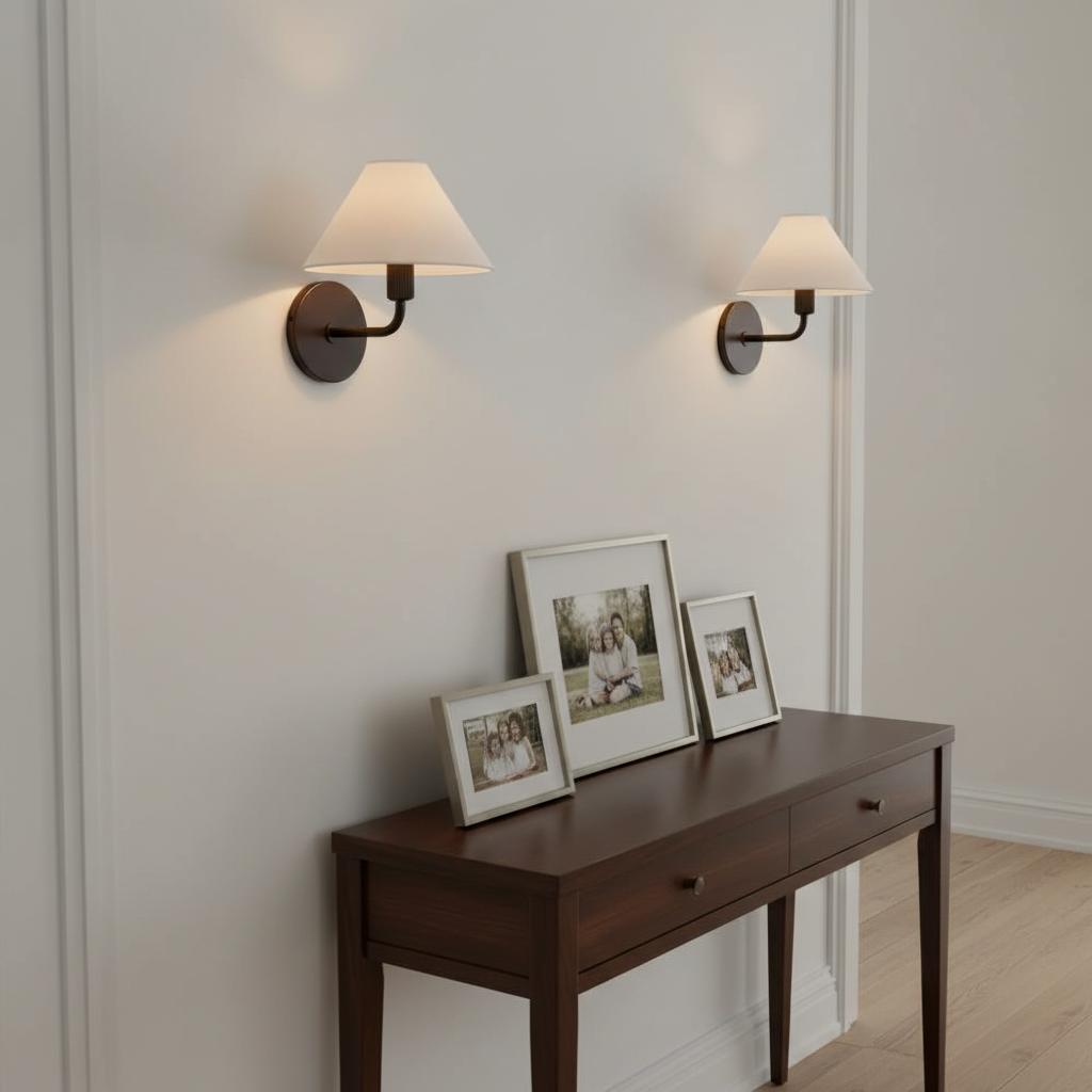 Modern Brass Linen Wall Light Fixture