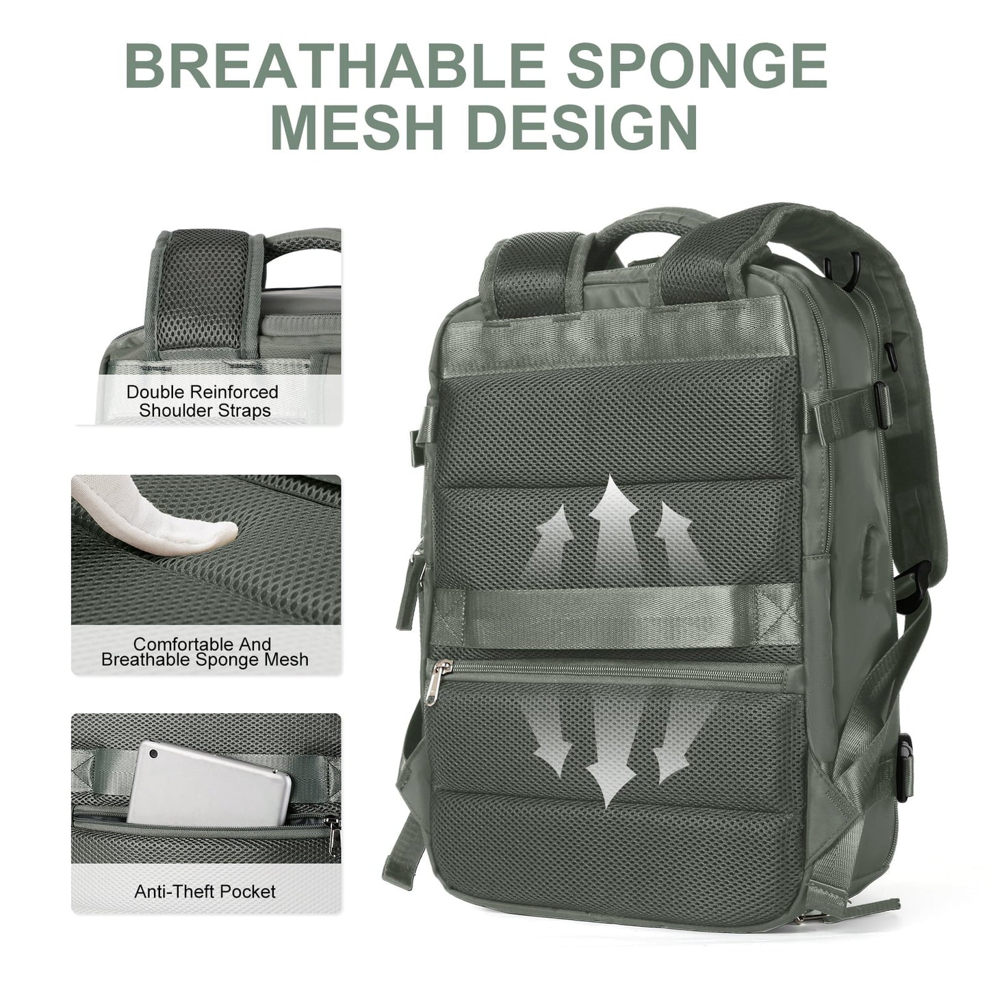 Waterproof Women's Hiking Backpack 35L with USB Port