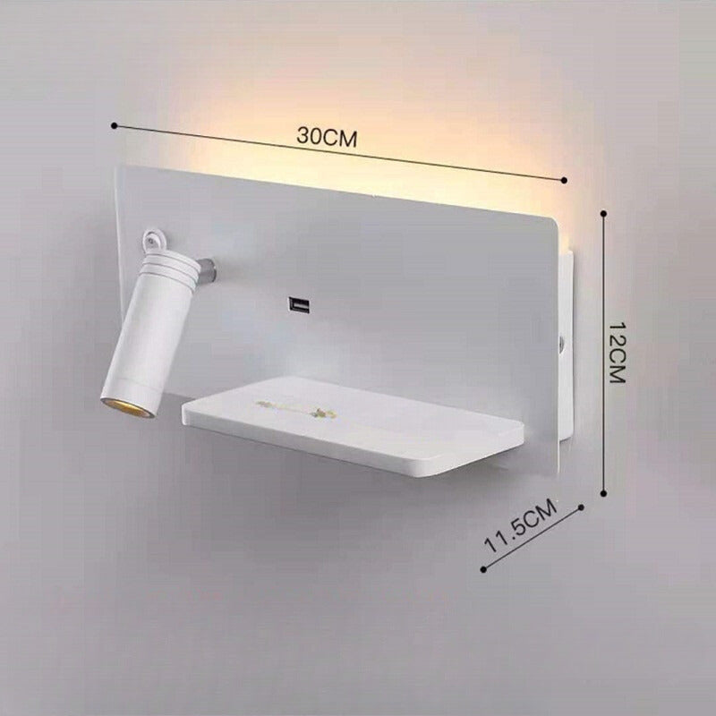 Smart LED Wall Light with USB and Storage