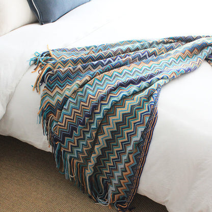 Vibrant Striped Fringe Throw Blanket