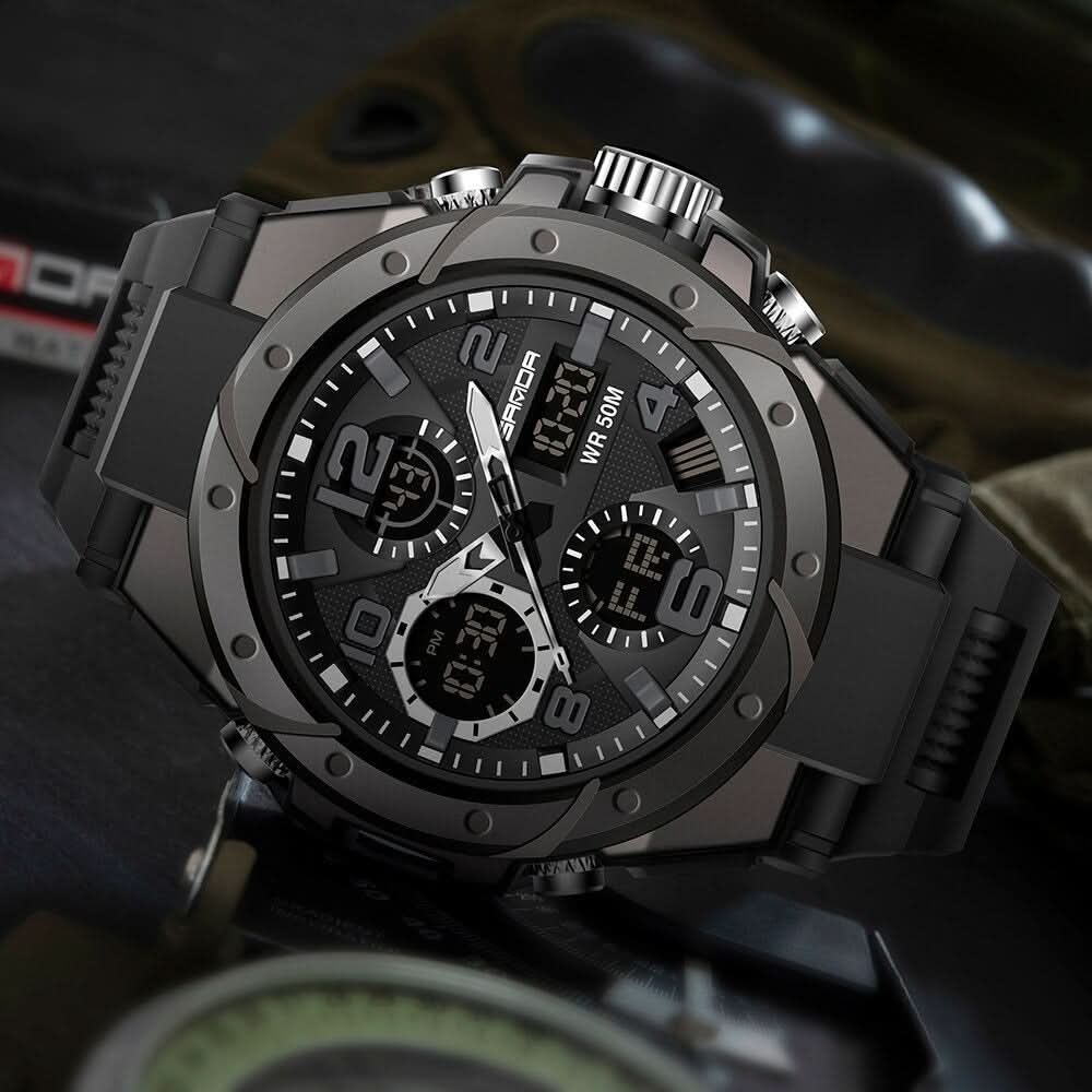 Tactical Men's Army Watch with Analog Digital Face