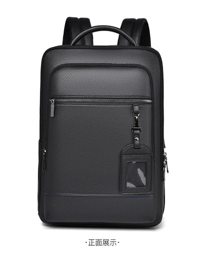 Stylish Leather Backpack with USB Port, 15.6 Inch, Black