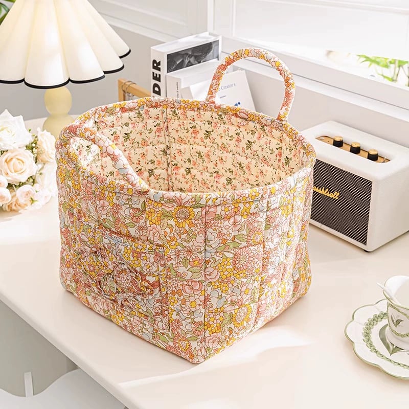 Rustic Woven Fabric Storage Basket
