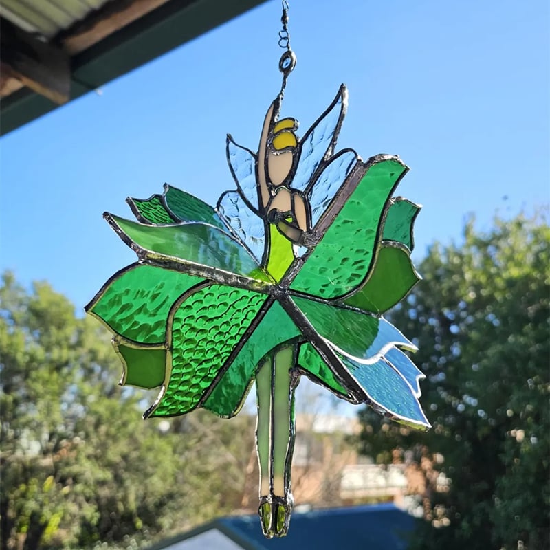 Colorful Female Dancer Glass Desk Spinner
