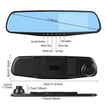 Dual Lens Car Camera with Night Vision and HD Recording
