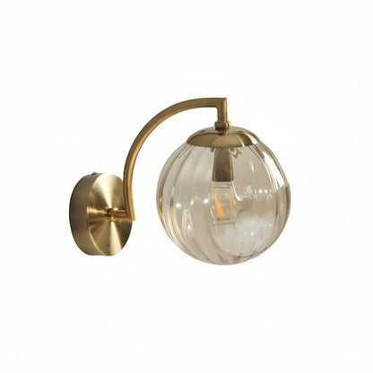 Contemporary LED Wall Light with Curved Arm Glass Shade