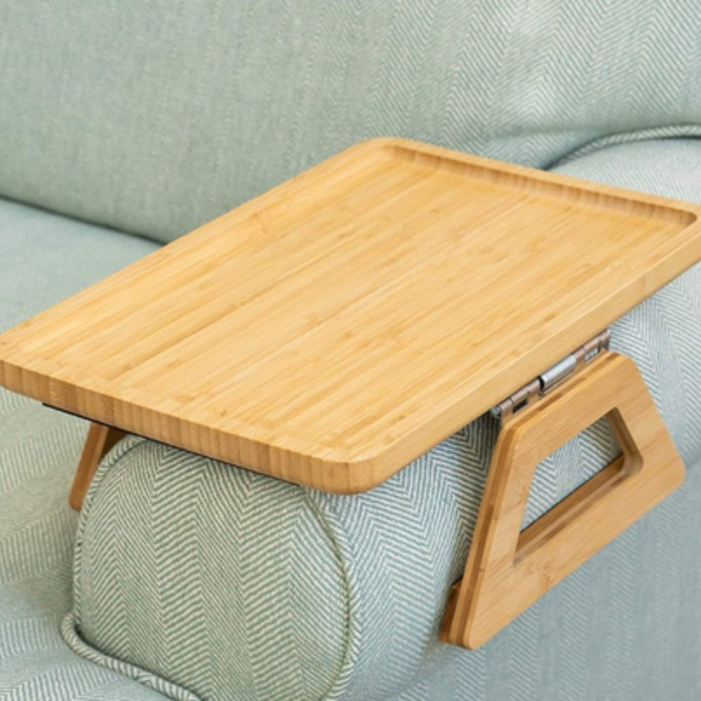 Adjustable Bamboo Clip-On Arm Tray Table