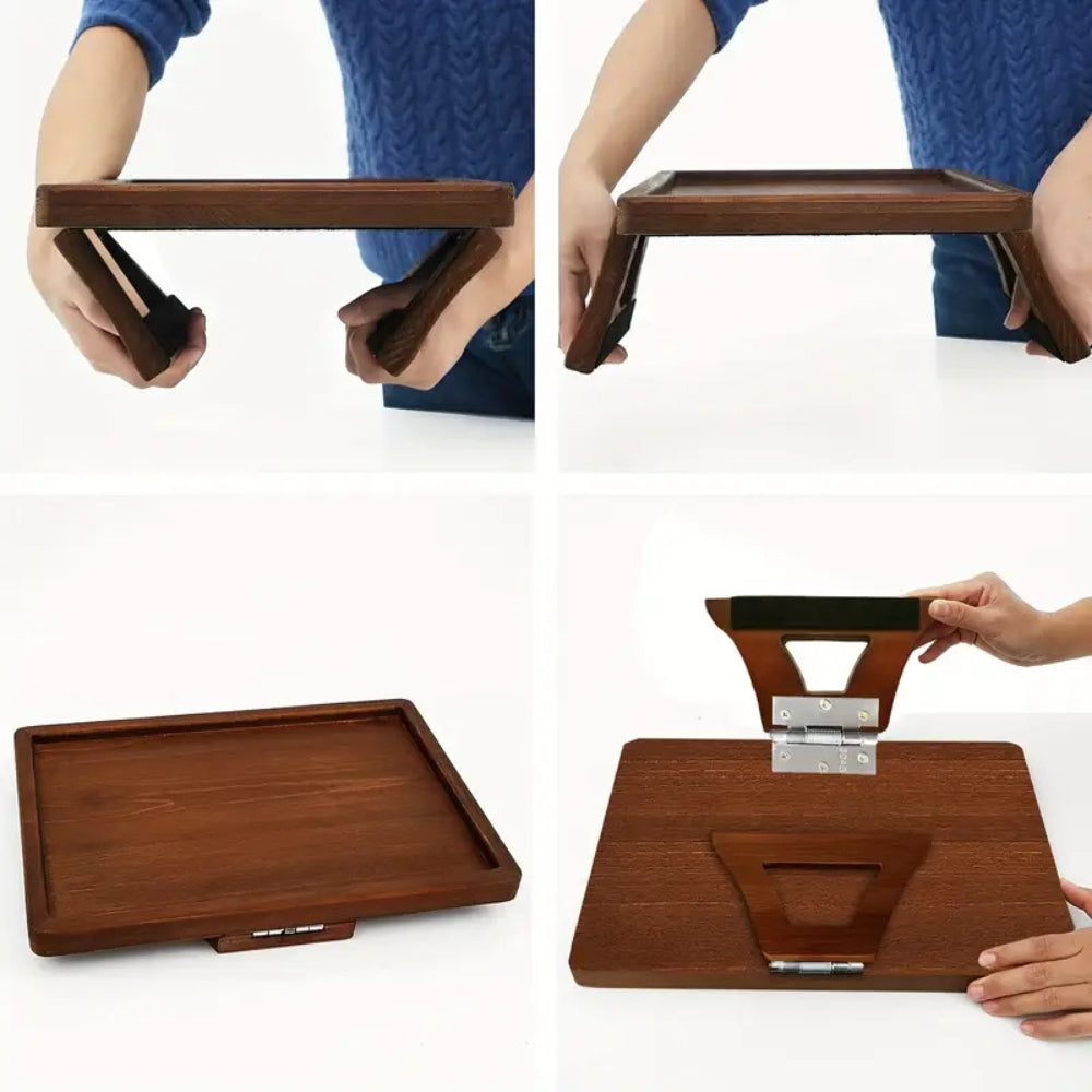 Adjustable Bamboo Clip-On Arm Tray Table