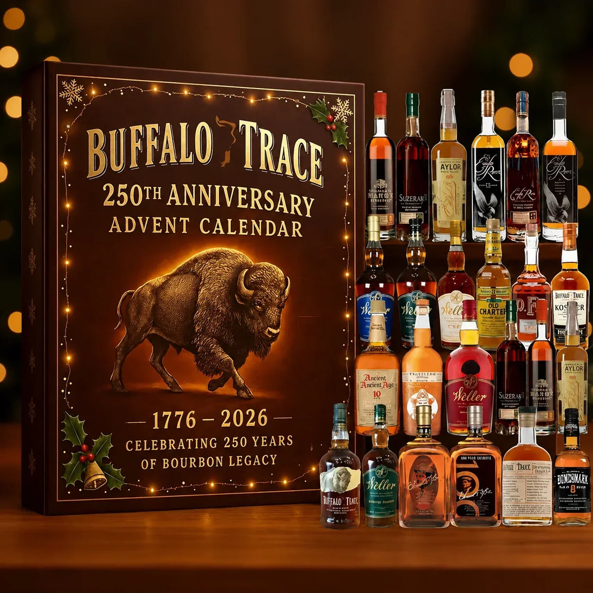 Advent Calendar with Mini Bottle Ornaments – 24-Day Bourbon Whiskey Themed Countdown