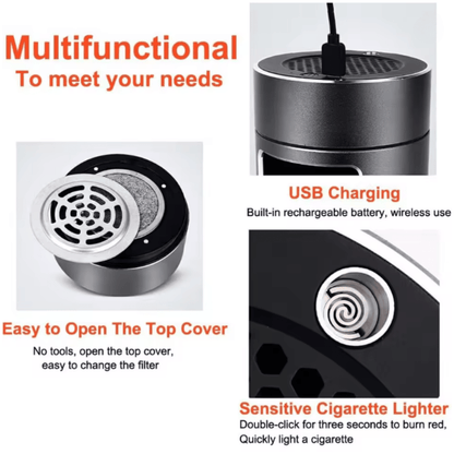 Portable Electric Ashtray with Rechargeable HEPA Air Purifier