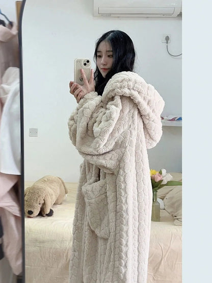 Cozy Women's Hooded Robe with Pockets - Cofik