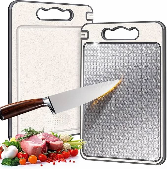 Premium Double Sided Stainless Steel Chopping Board - Cofik