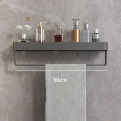 AQUASHELF – Elegant Wall Shelf for Bathroom with Towel Holder & Drill-Free Installation