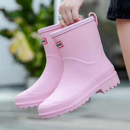 Waterproof Mid Calf Rain Boots for Women
