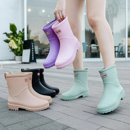 Waterproof Mid Calf Rain Boots for Women