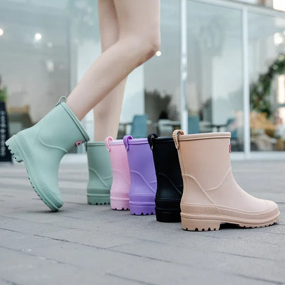 Waterproof Mid Calf Rain Boots for Women
