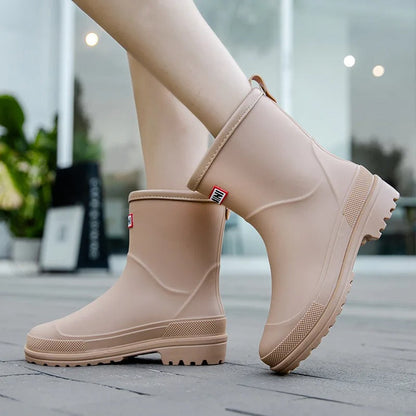 Waterproof Mid Calf Rain Boots for Women
