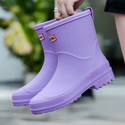 Waterproof Mid Calf Rain Boots for Women