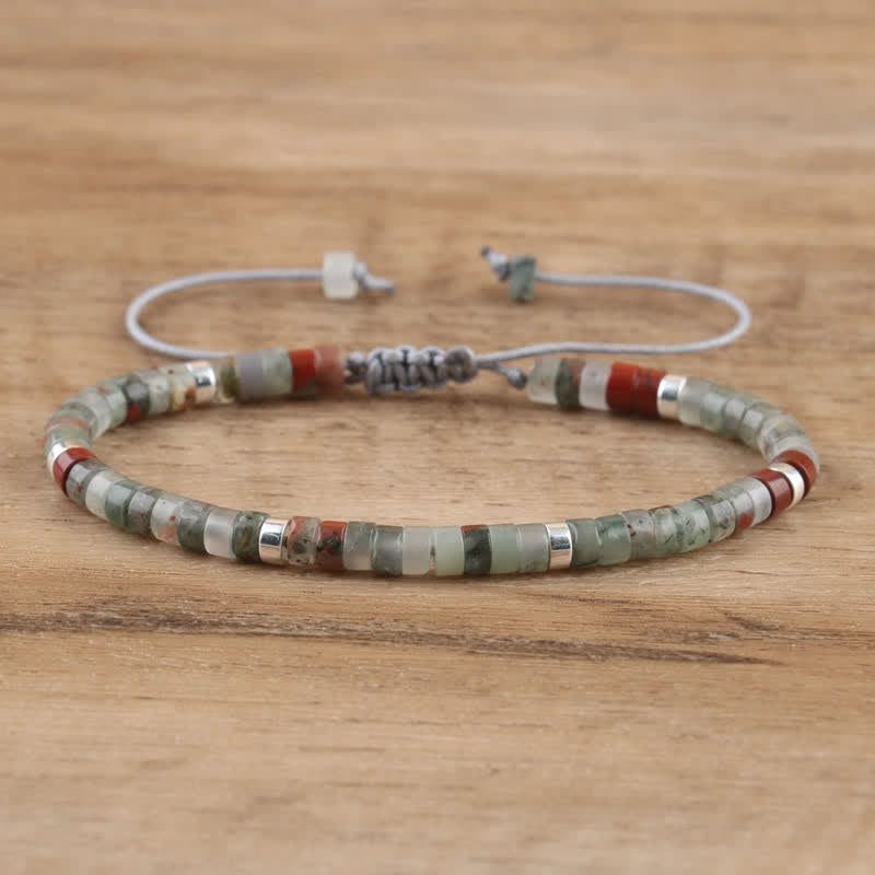 Bohemian Stone Beaded Bracelet with Natural Rollers