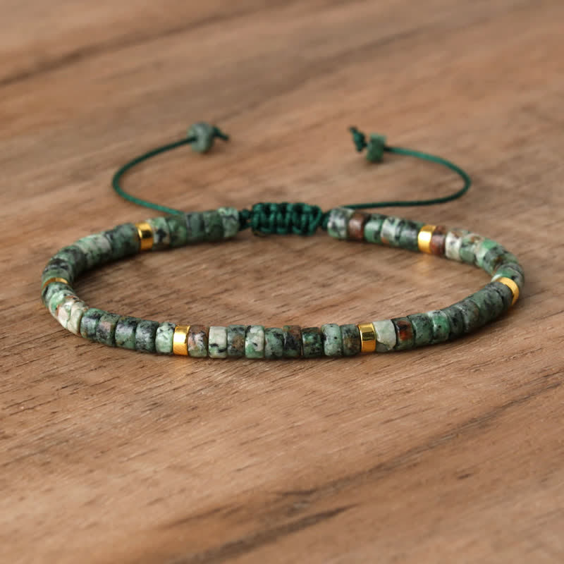 Bohemian Stone Beaded Bracelet with Natural Rollers