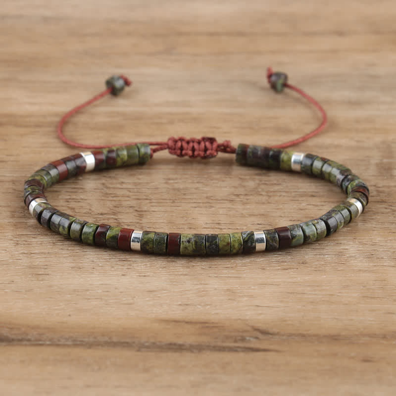 Bohemian Stone Beaded Bracelet with Natural Rollers