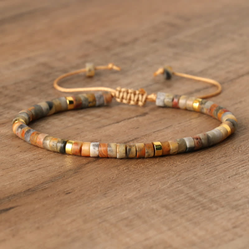 Bohemian Stone Beaded Bracelet with Natural Rollers
