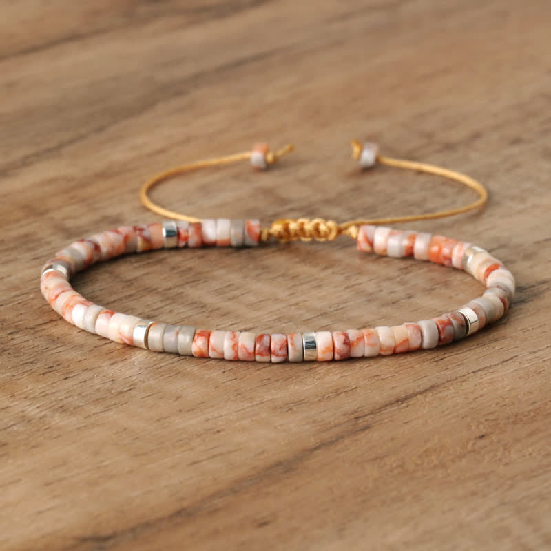 Bohemian Stone Beaded Bracelet with Natural Rollers