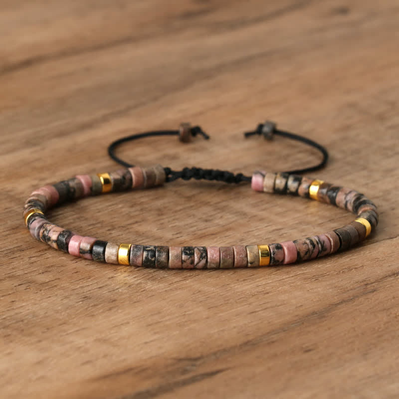 Bohemian Stone Beaded Bracelet with Natural Rollers