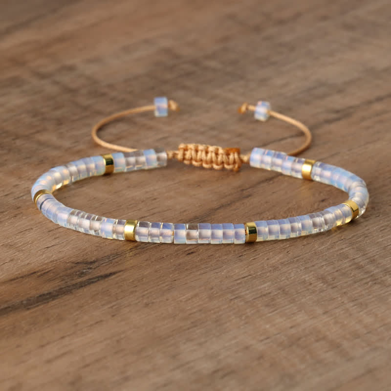 Bohemian Stone Beaded Bracelet with Natural Rollers