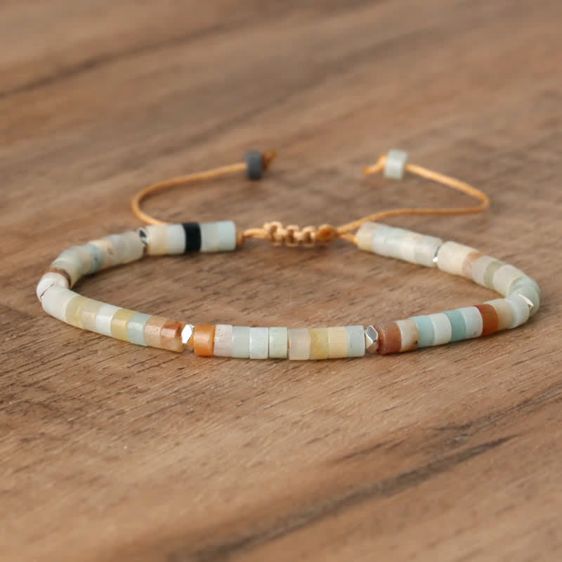 Bohemian Stone Beaded Bracelet with Natural Rollers
