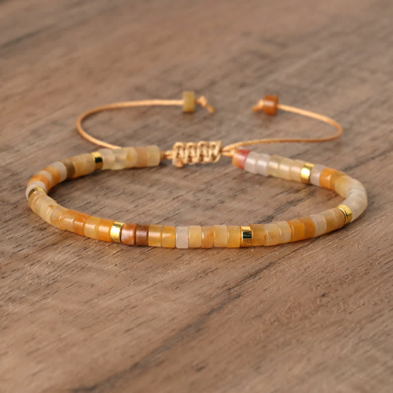 Bohemian Stone Beaded Bracelet with Natural Rollers