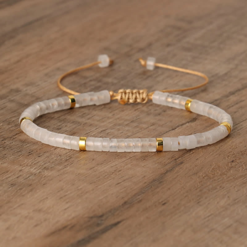 Bohemian Stone Beaded Bracelet with Natural Rollers